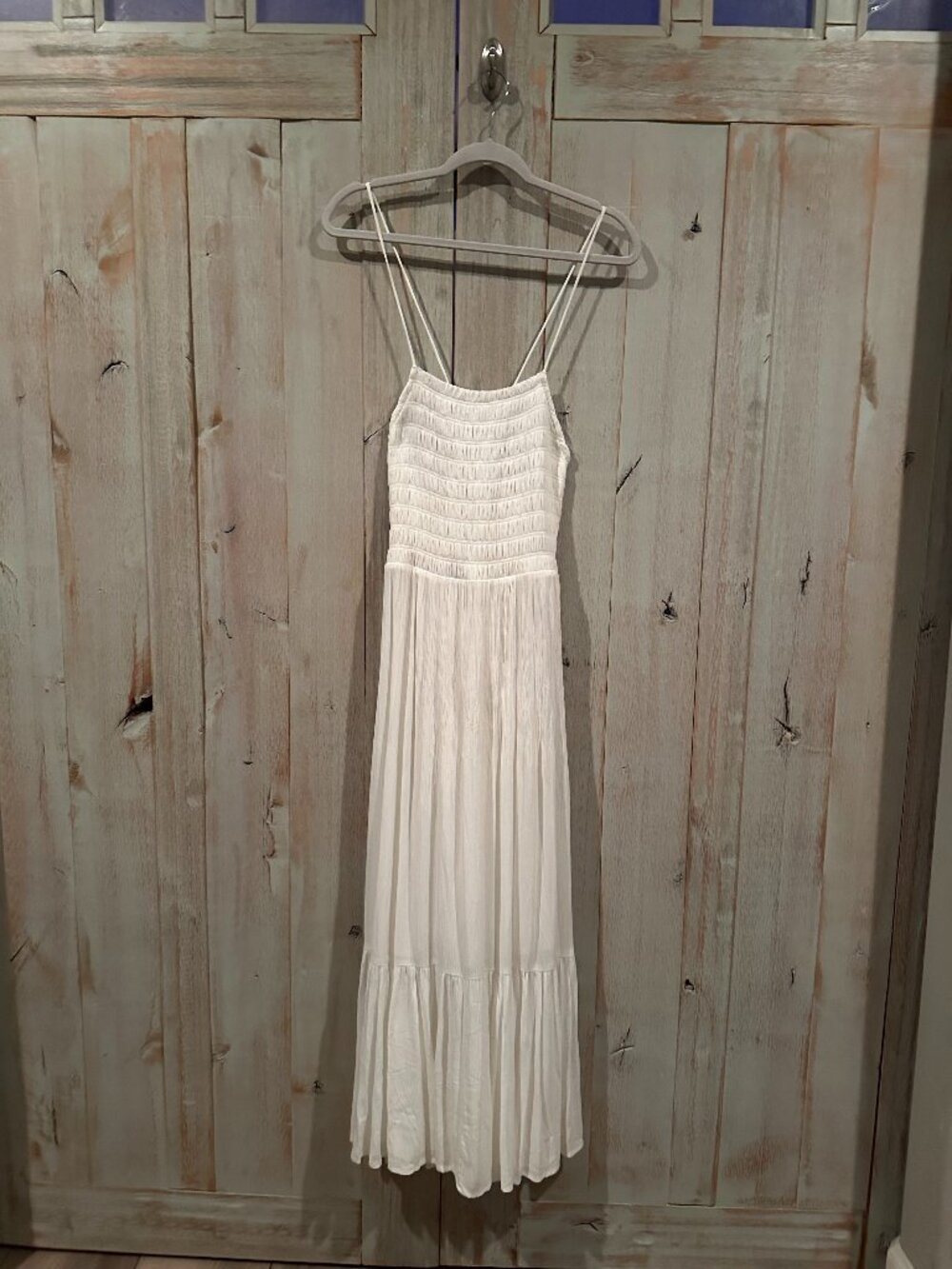 Z Supply White Jazmin Smocked Midi Dress Size L